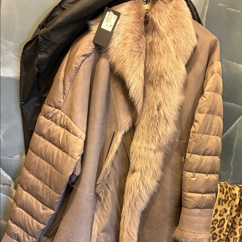 Baldinini NWT women’s genuine shearling/puffer jacket wGarment Cover